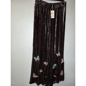 Johnny Was Size L Luciana Velvet Silk-Blend Wide Leg Butterfly Pant NWT  $365